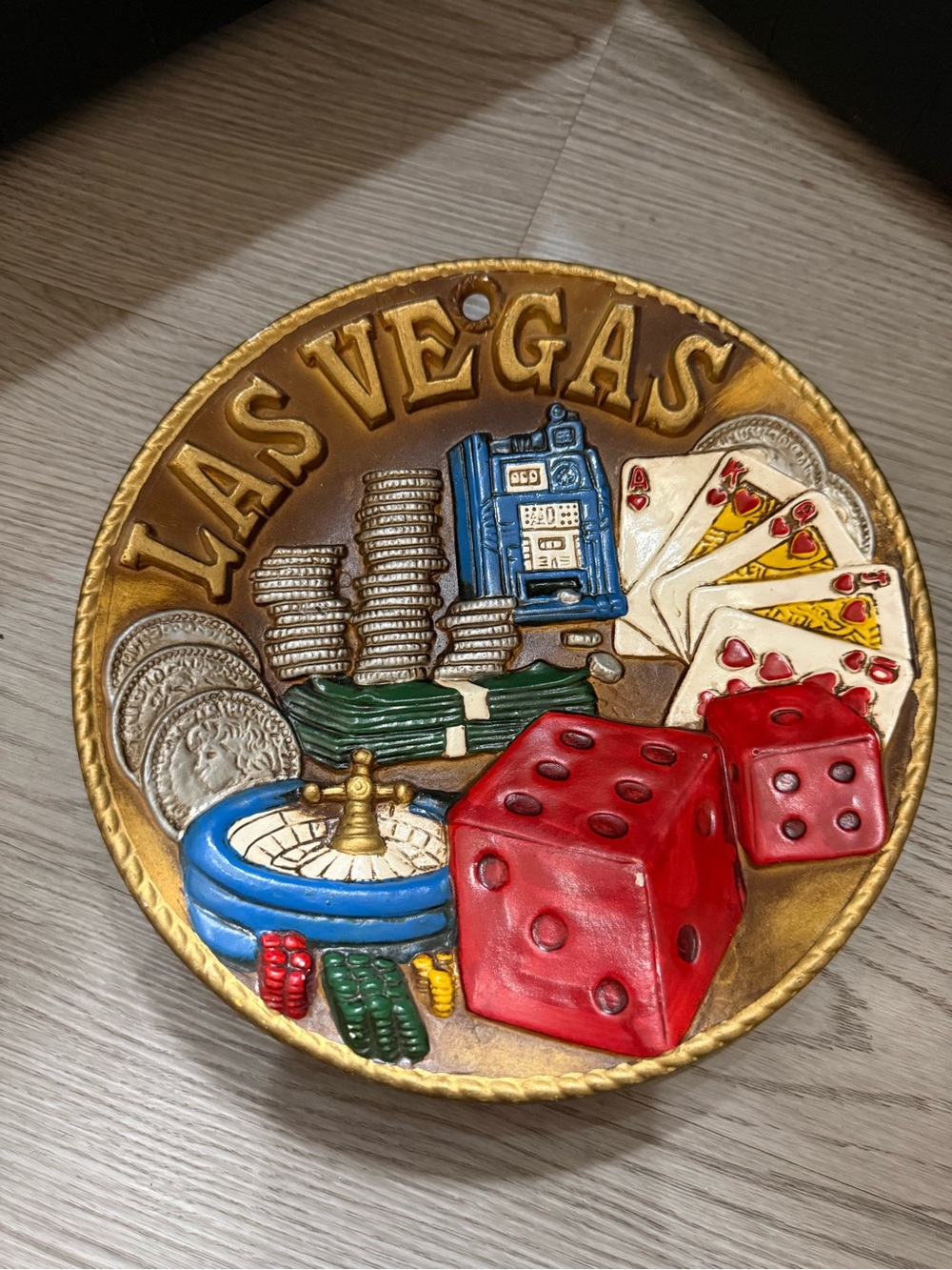 Vintage Las Vegas Ceramic Wall Art Plate (1984) Karol Western Ceremic Art